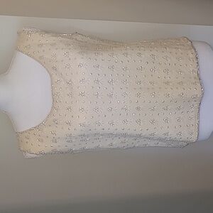 Bellariva 100% Pure Wool Cream Color Sequins Top, size 38 (M)